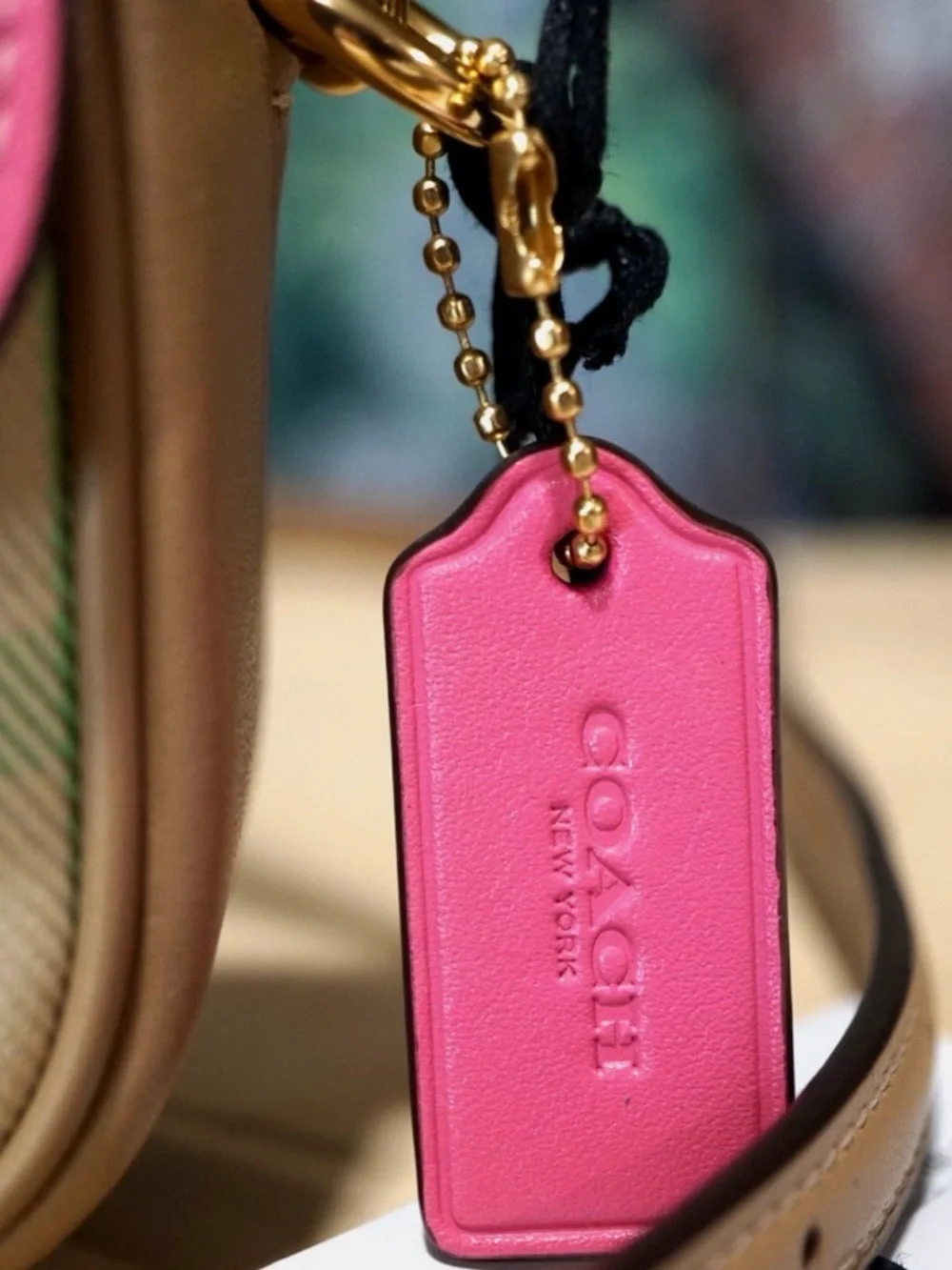 Coach Hailey Flap Crossbody Bag Plaid Print Pink Pastels Purse Gold Chain NWOT